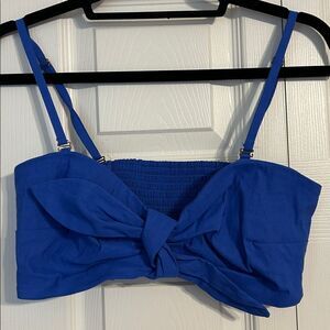 Maeve by Anthropologie Blue Bow Front Crop Top Size Large Adjustable Smocked Bra